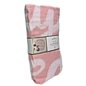 Hallmark Muslin Swaddle Blanket‎ Pink White So Tiny So Loved So Blessed Round
